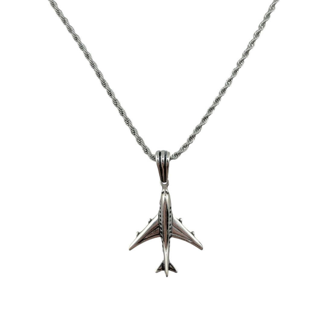 Sterling Silver Airplane Mens Pendant
