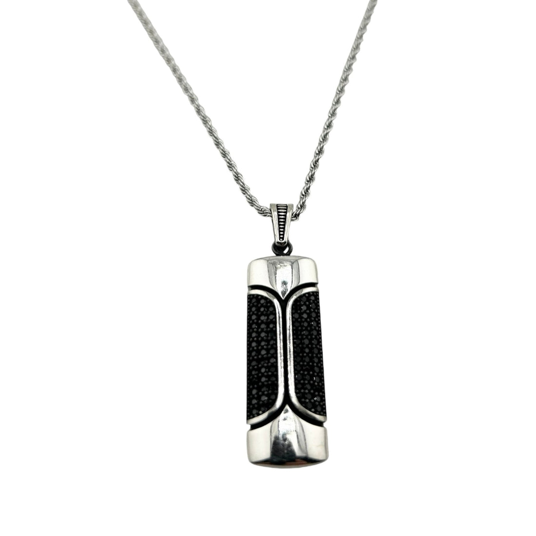 Sterling Silver CZ Mens Pendant