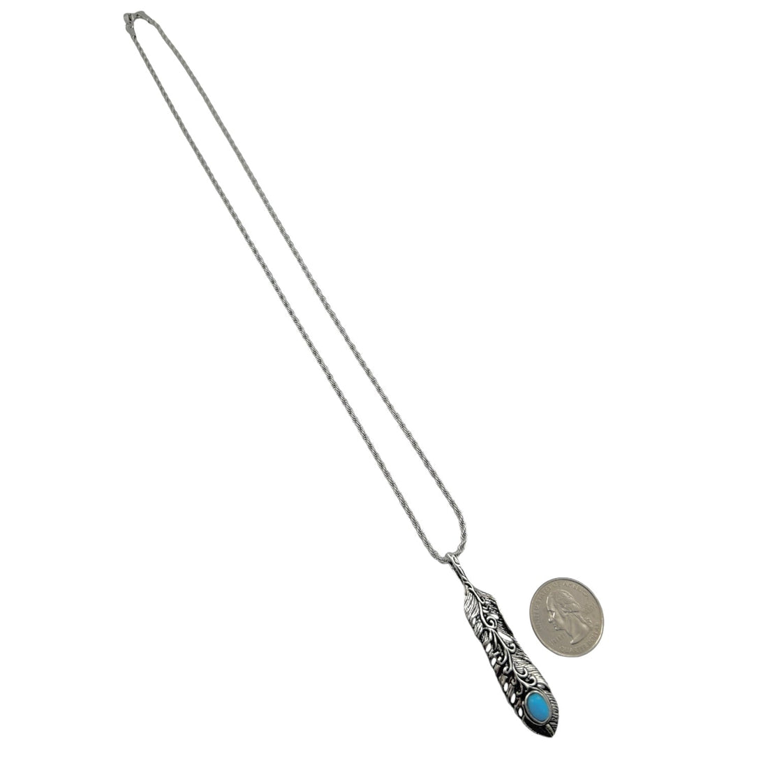 Sterling Silver Turquoise Leaf Mens Pendant