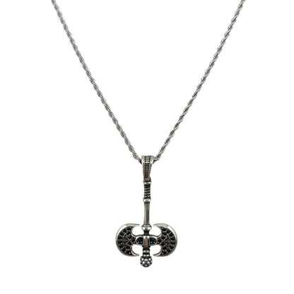 Sterling Silver CZ Ax Mens Pendant