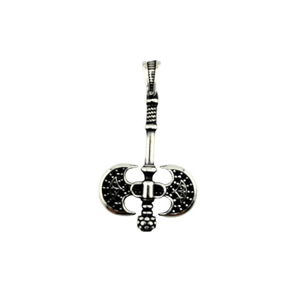 Sterling Silver CZ Ax Mens Pendant