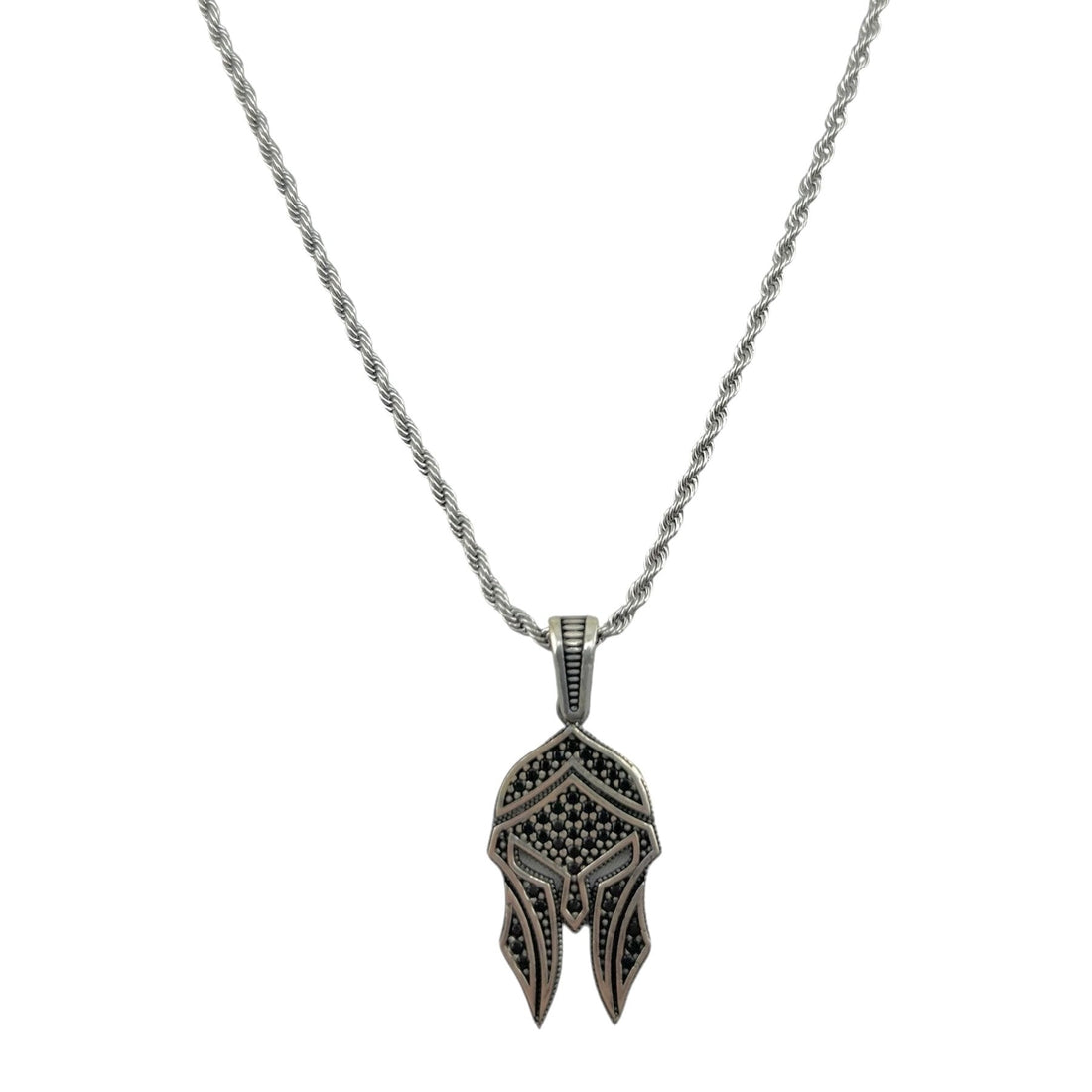Sterling Silver Gladiator Mask Mens Pendant