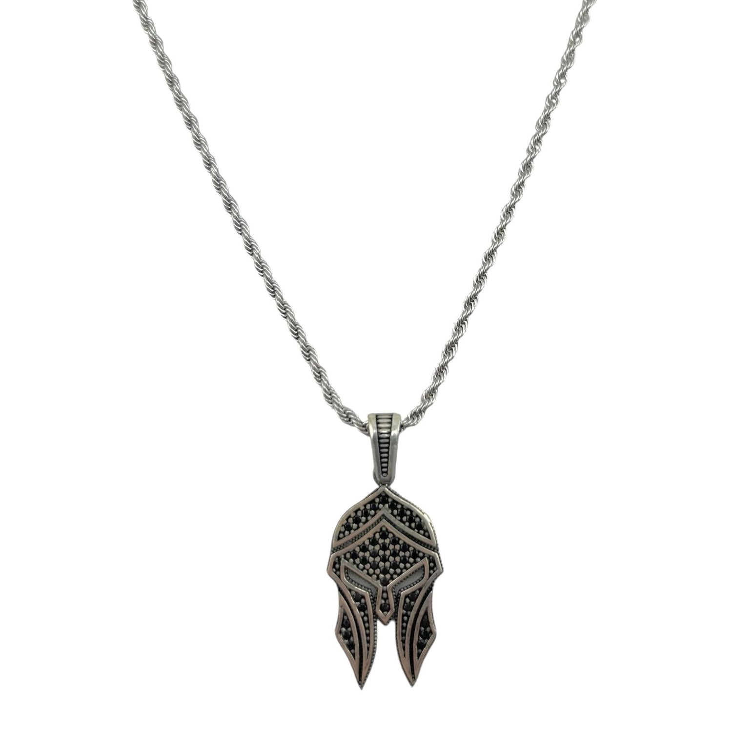 Sterling Silver Gladiator Mask Mens Pendant