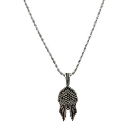 Sterling Silver Gladiator Mask Mens Pendant