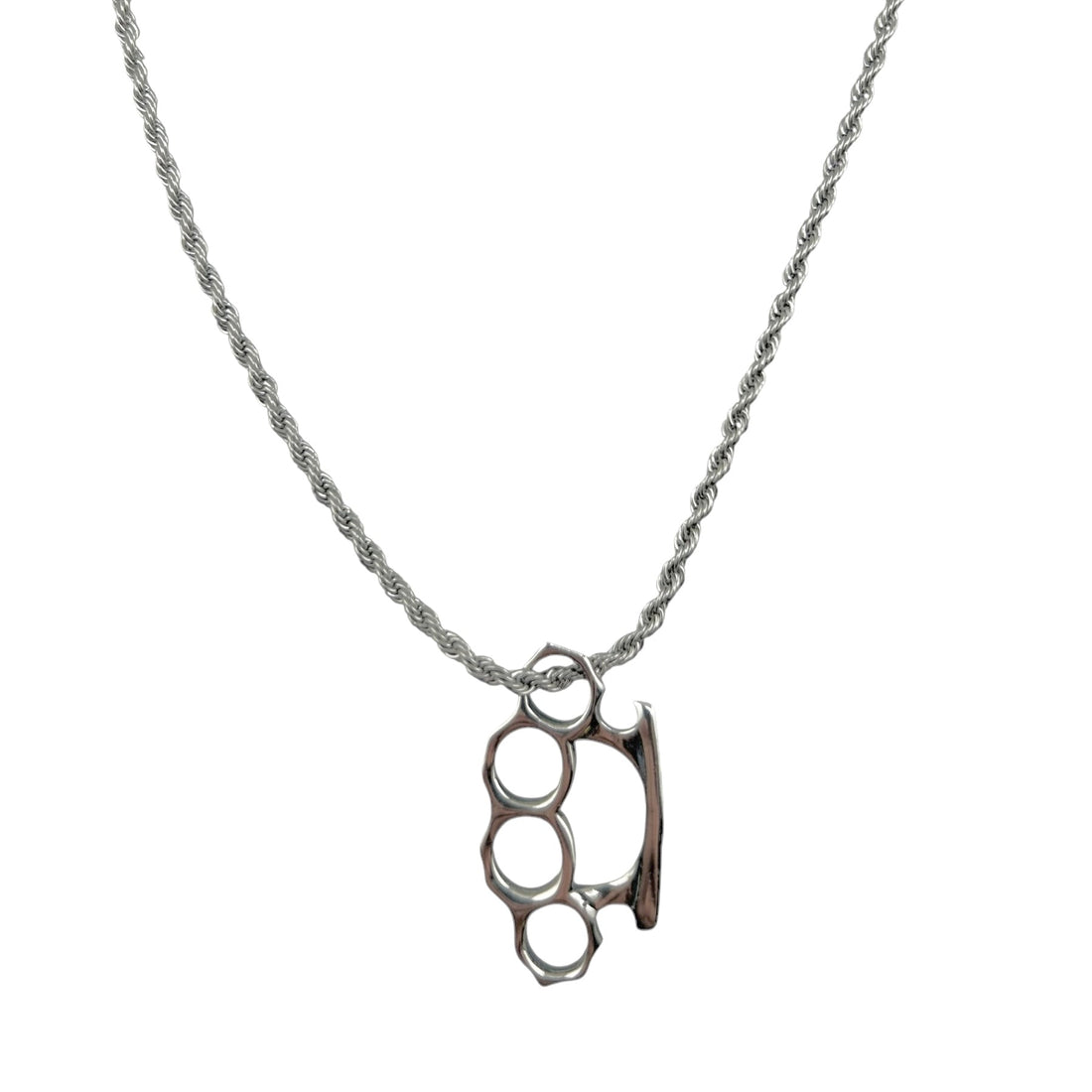 Sterling Silver Brass Knuckle Mens Pendant