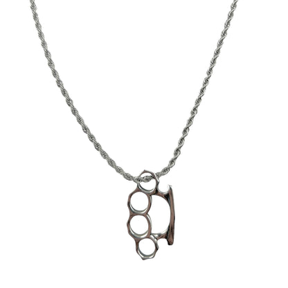 Sterling Silver Brass Knuckle Mens Pendant