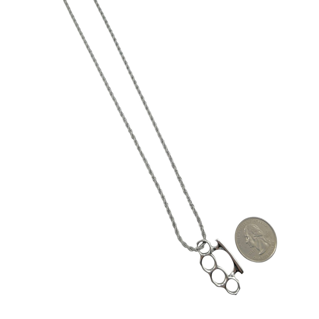 Sterling Silver Brass Knuckle Mens Pendant