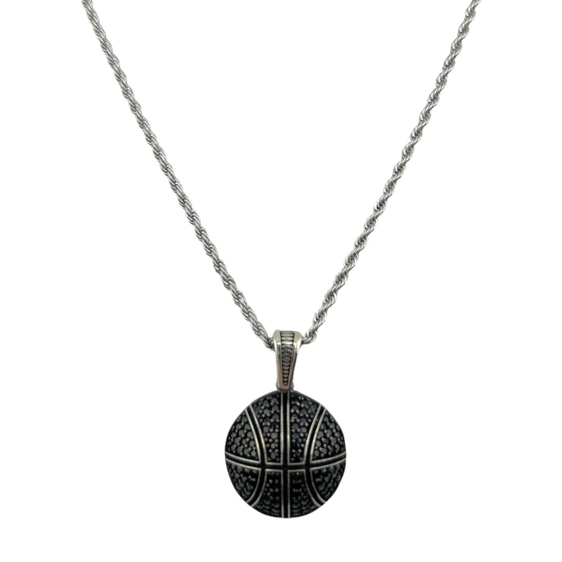 Sterling Silver CZ Basketball Mens Pendant