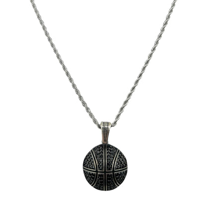 Sterling Silver CZ Basketball Mens Pendant
