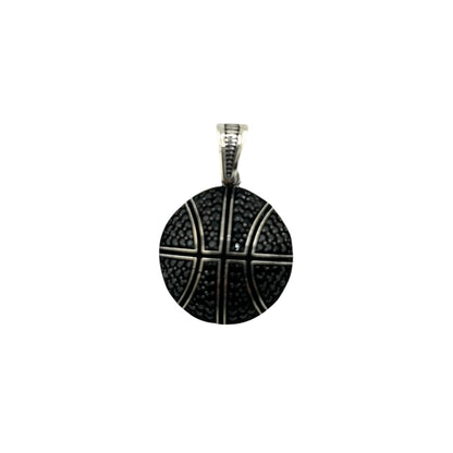 Sterling Silver CZ Basketball Mens Pendant