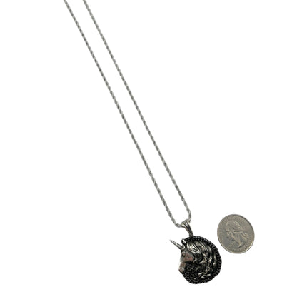 Sterling Silver CZ Unicorn Mens Pendant