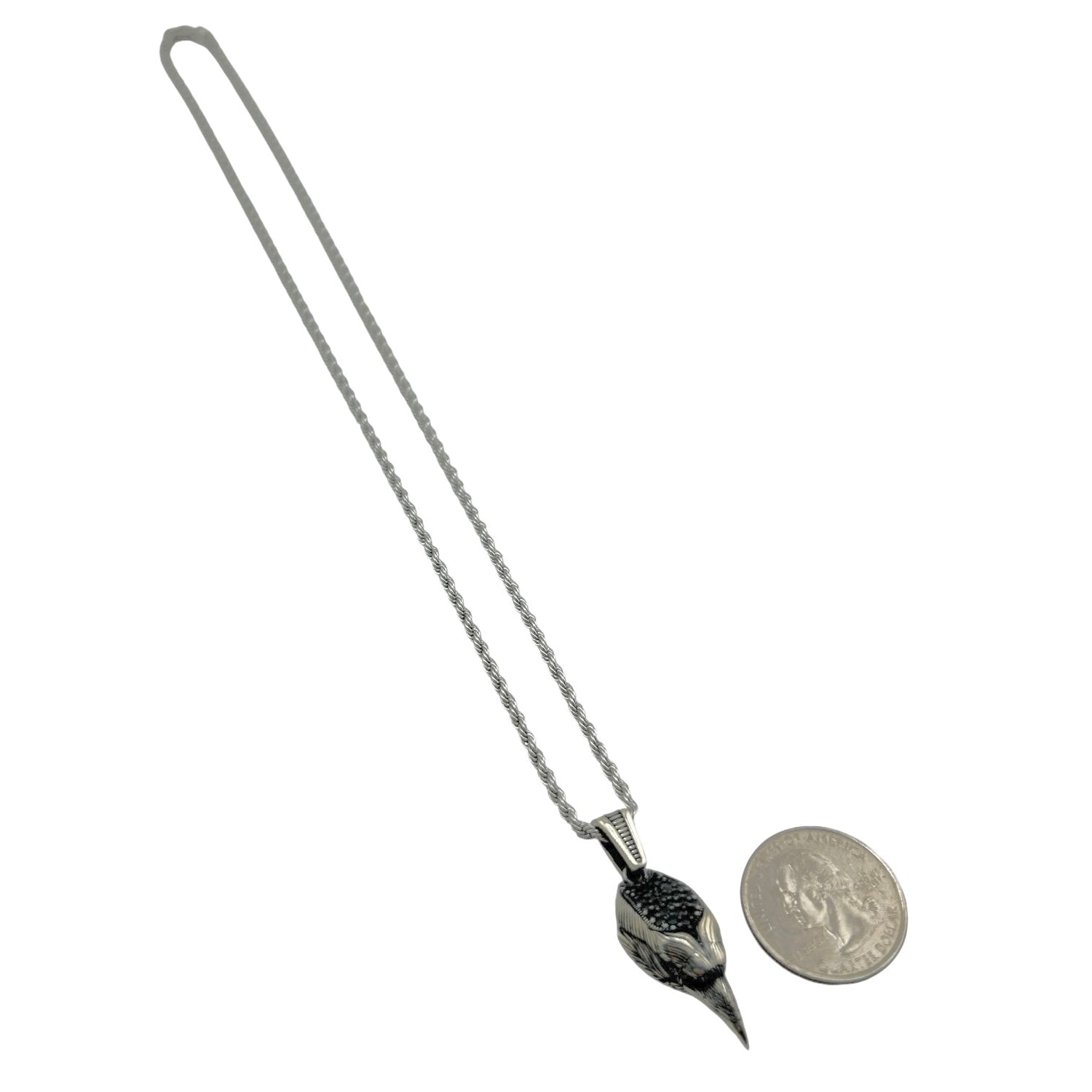 Sterling Silver CZ Eagle Head Mens Pendant