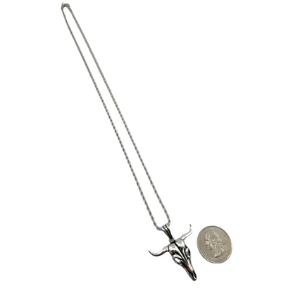 Sterling Silver Longhorn Skull Mens Pendant