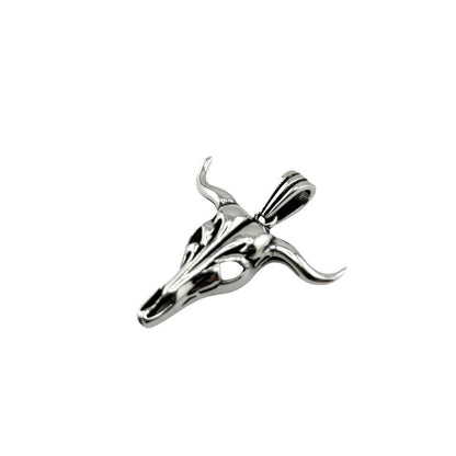 Sterling Silver Longhorn Skull Mens Pendant