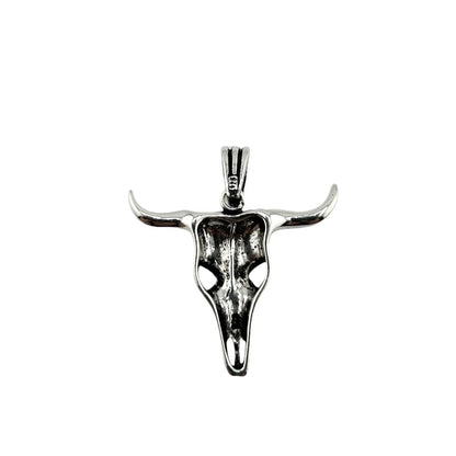Sterling Silver Longhorn Skull Mens Pendant