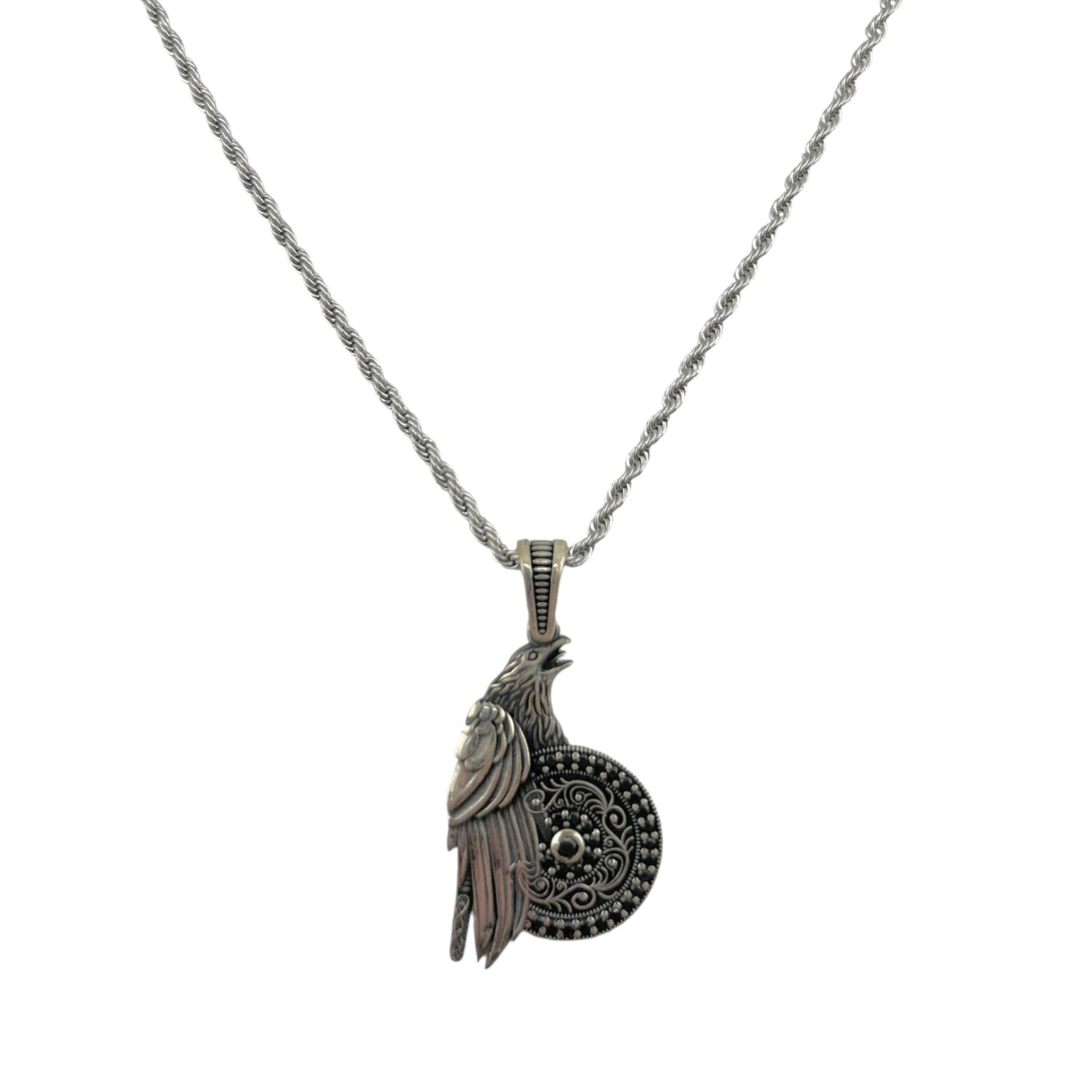 Sterling Silver CZ Eagle Mens Pendant