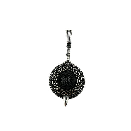 Sterling Silver CZ Sword Shield Mens Pendant