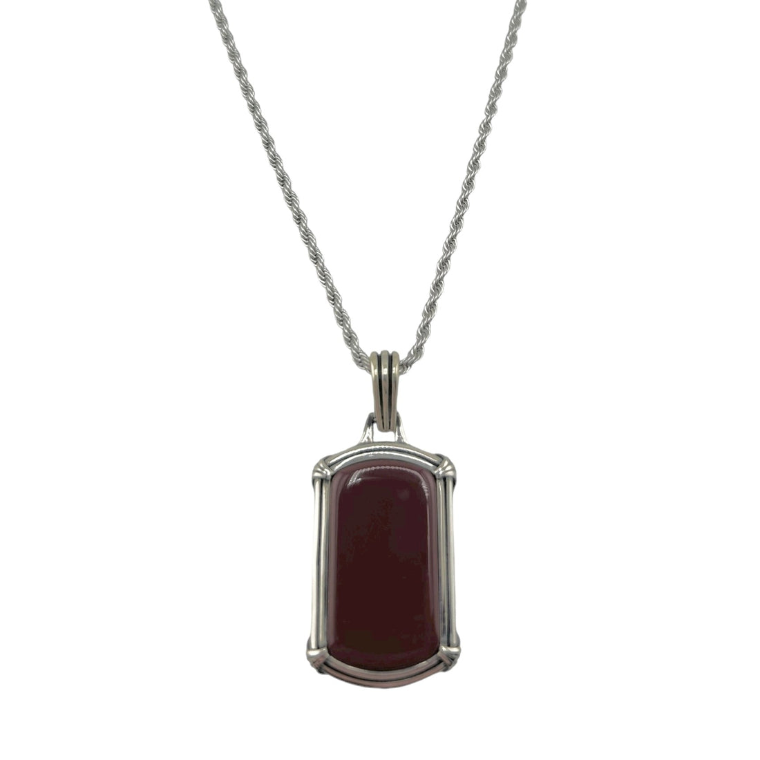 Sterling Silver Agate Mens Pendant