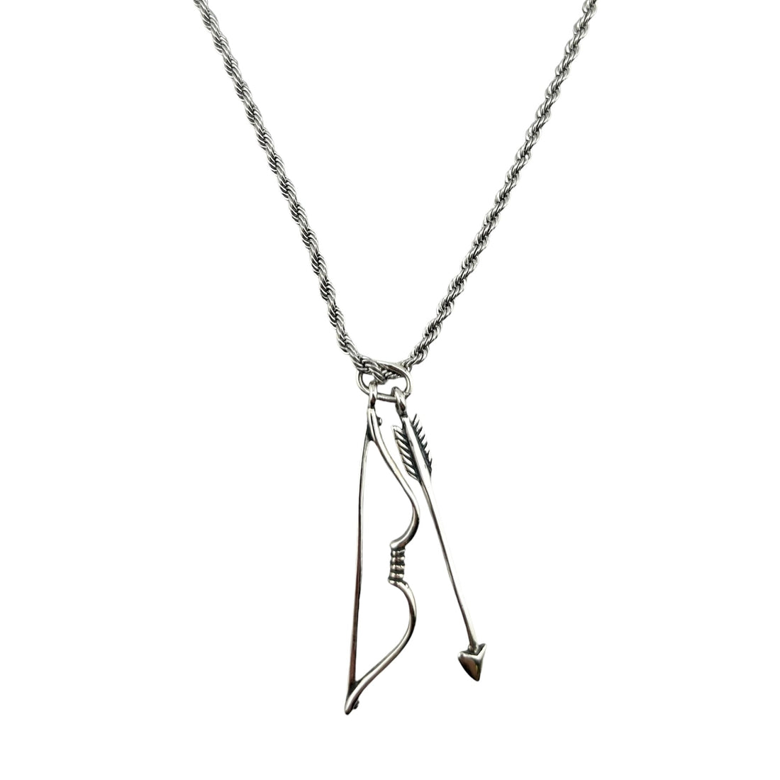 Sterling Silver Bow & Arrow Mens Pendant