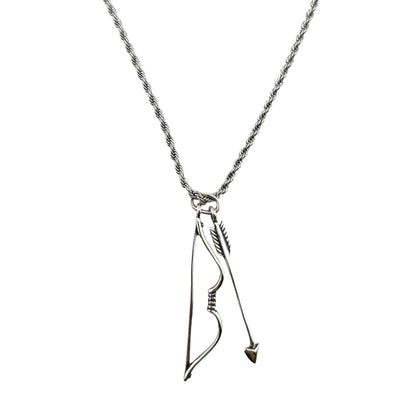 Sterling Silver Bow &amp; Arrow Mens Pendant