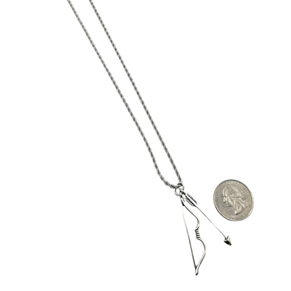 Sterling Silver Bow &amp; Arrow Mens Pendant