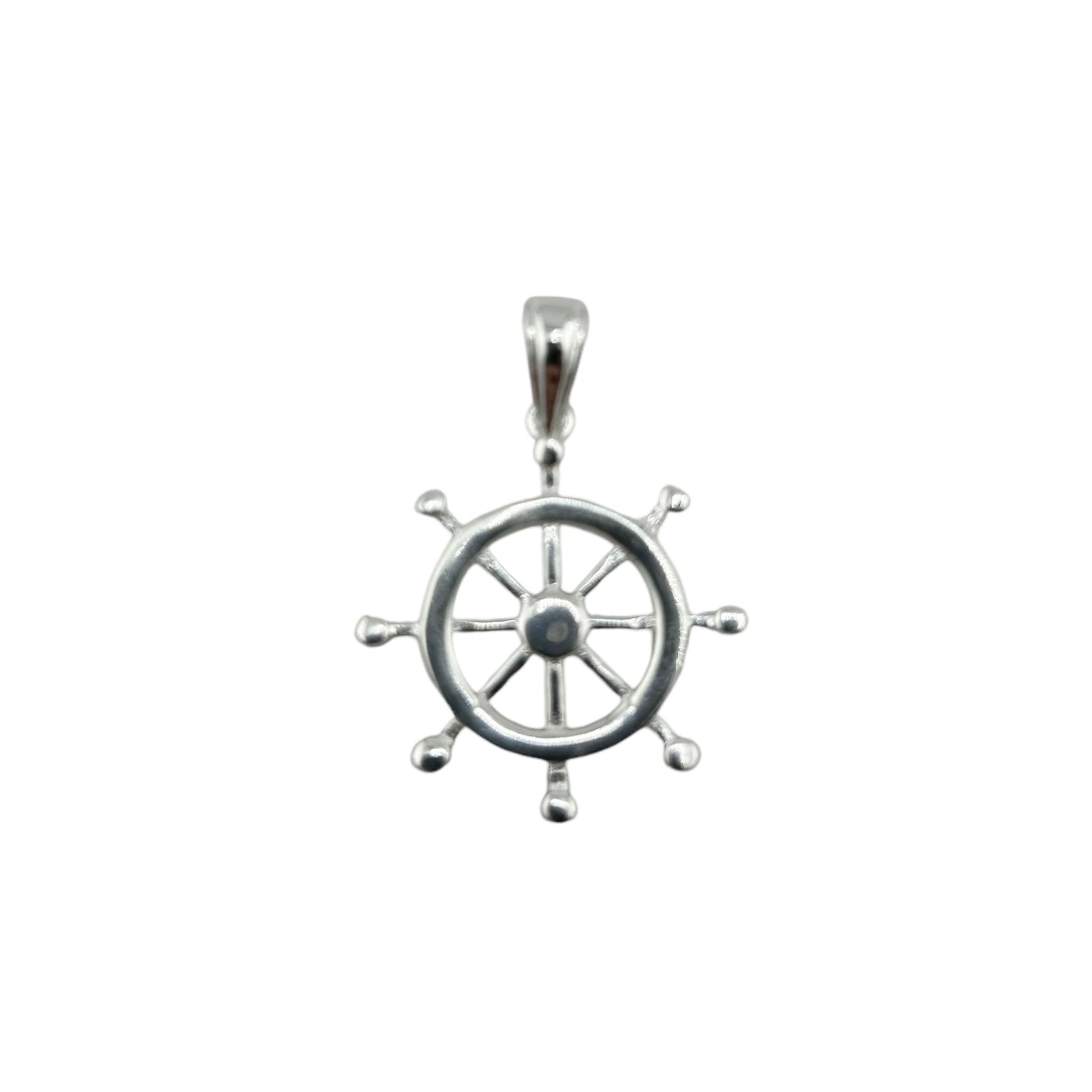 Sterling Silver Nautical Wheel Helm Mens Pendant