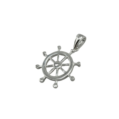 Sterling Silver Nautical Wheel Helm Mens Pendant