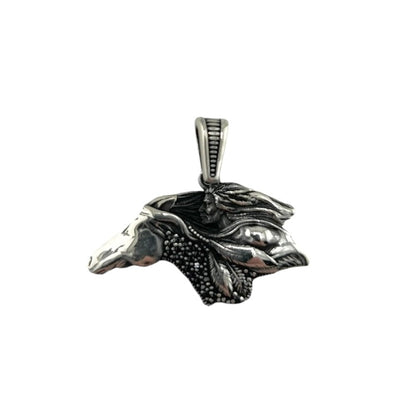 Sterling Silver CZ Horse Mens Pendant