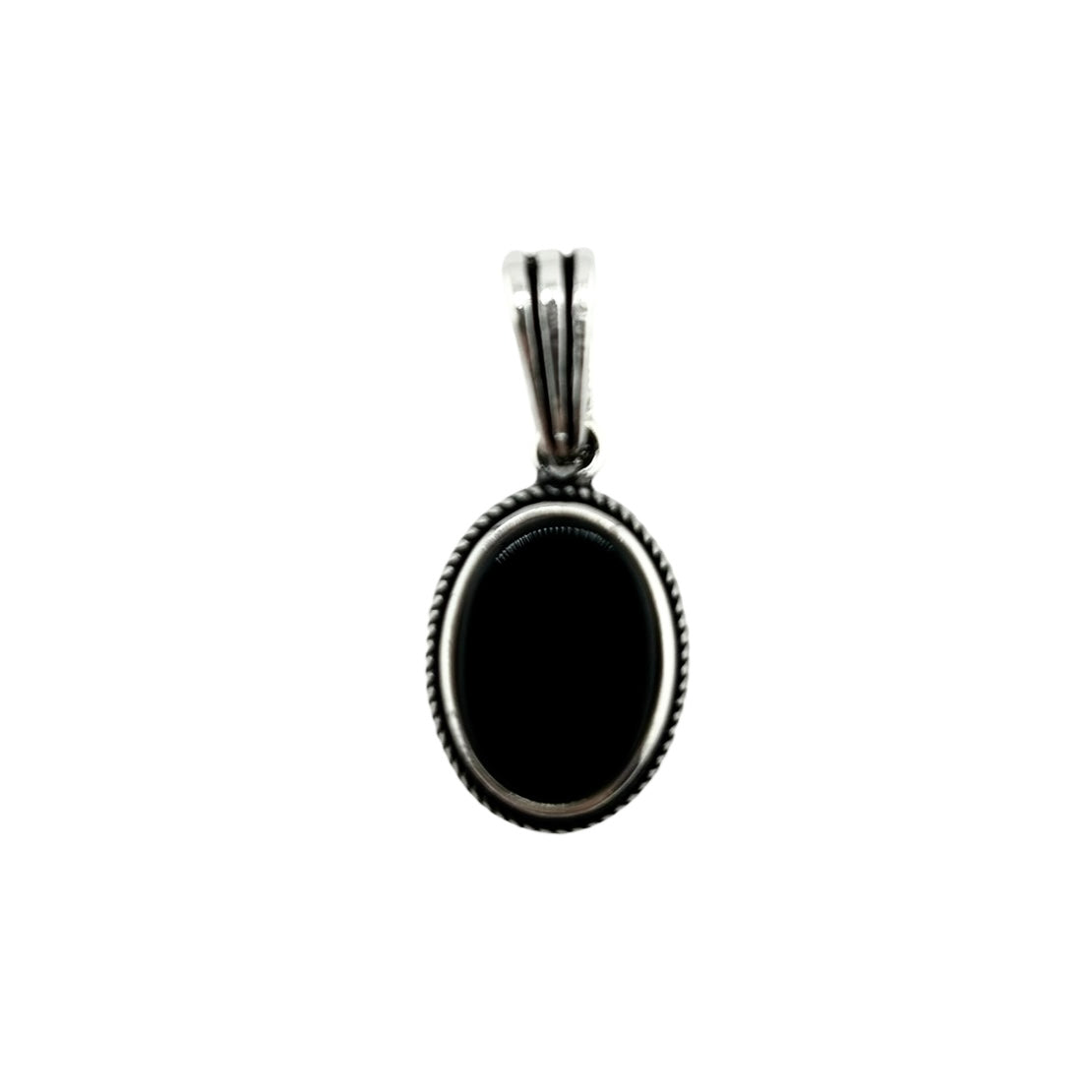 Sterling Silver Oval Onyx Mens Pendant