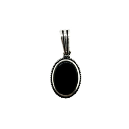 Sterling Silver Oval Onyx Mens Pendant