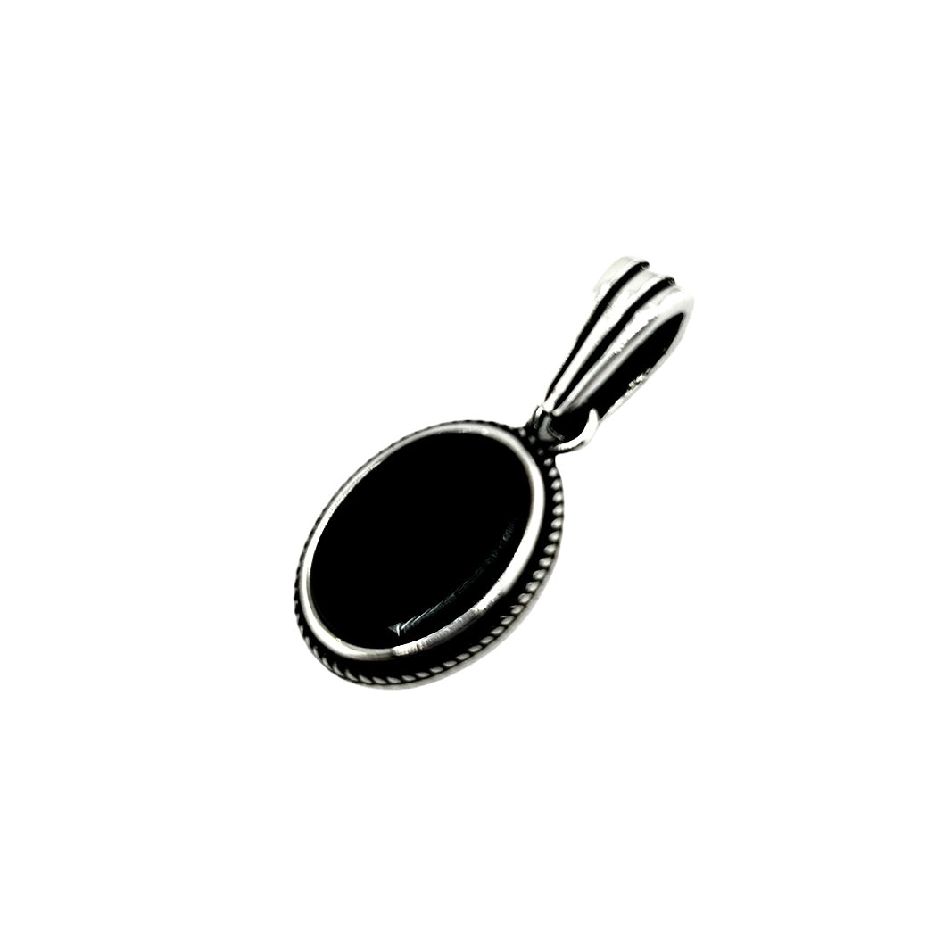 Sterling Silver Oval Onyx Mens Pendant