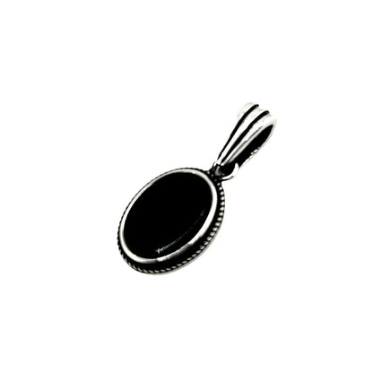 Sterling Silver Oval Onyx Mens Pendant