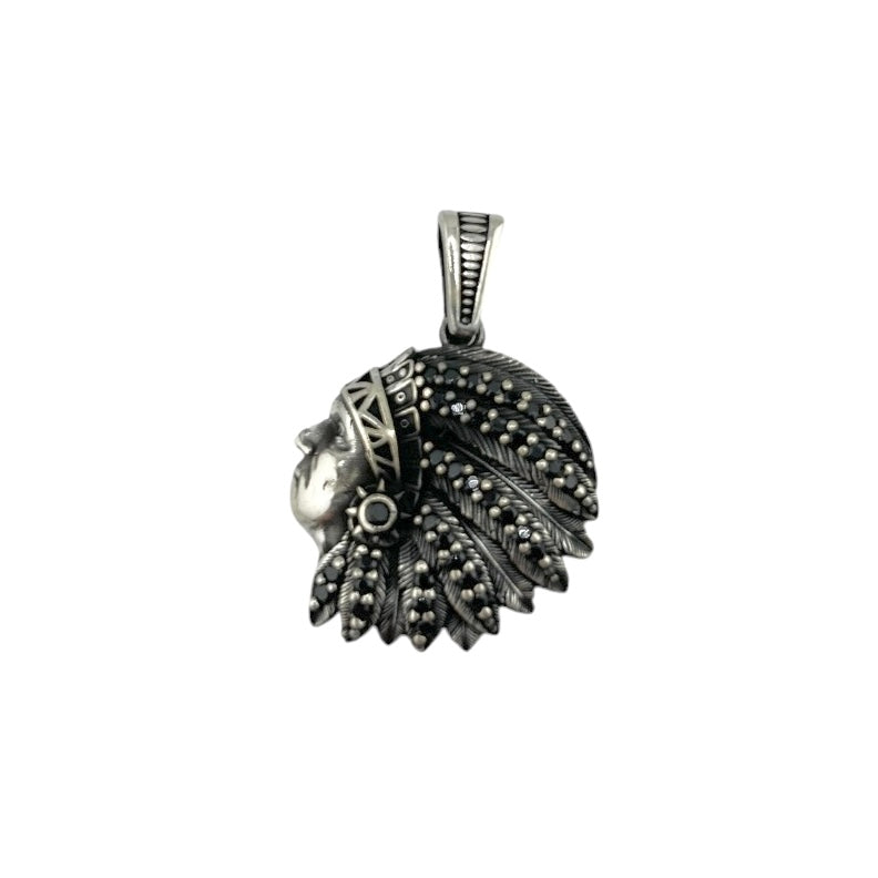 Sterling Silver CZ Chief Mens Pendant