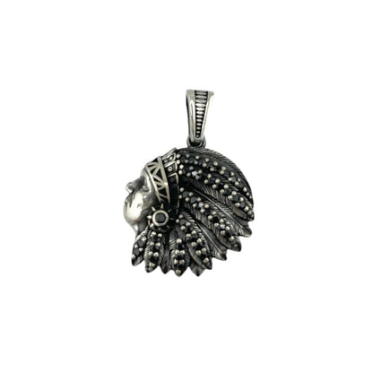 Sterling Silver CZ Chief Mens Pendant