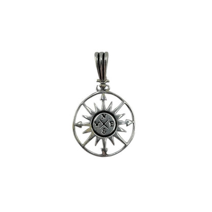 Sterling Silver Compass Mens Pendant