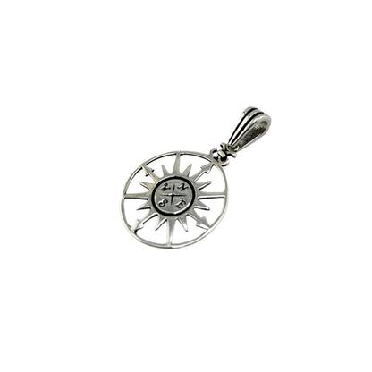 Sterling Silver Compass Mens Pendant