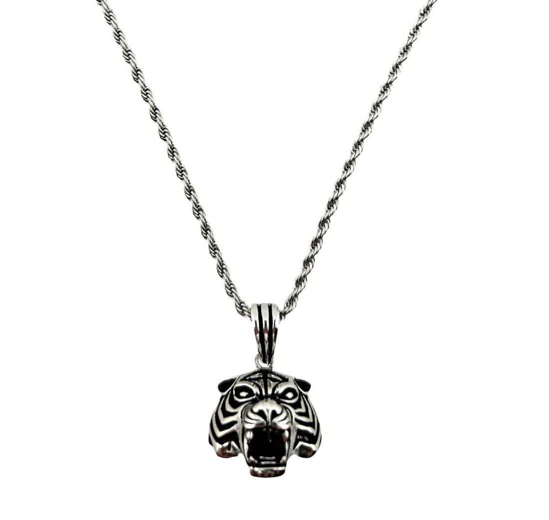 Sterling Silver Tiger Mens Pendant