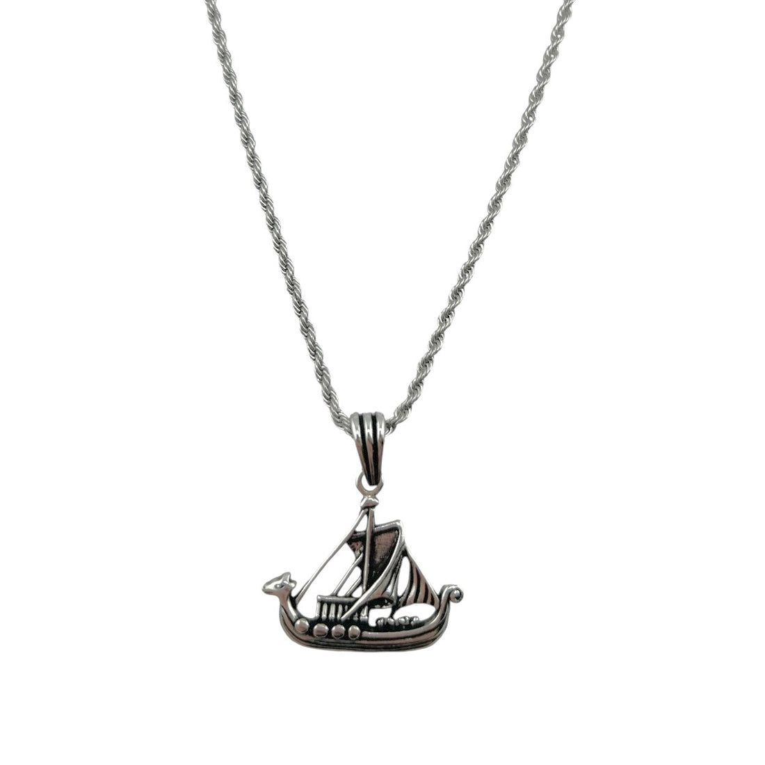 Sterling Silver Sailor Ship Mens Pendant