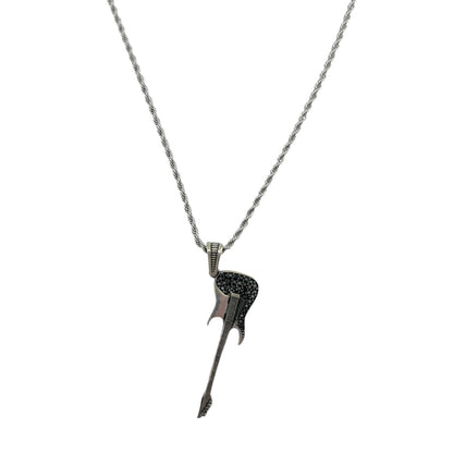 Sterling Silver CZ Guitar Mens Pendant