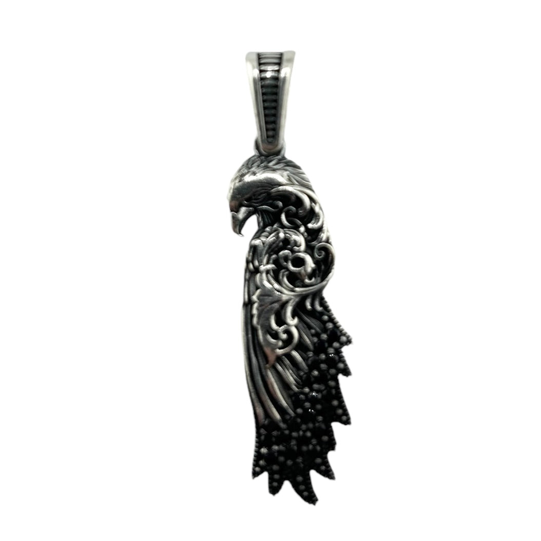 Sterling Silver CZ Eagle Mens Pendant