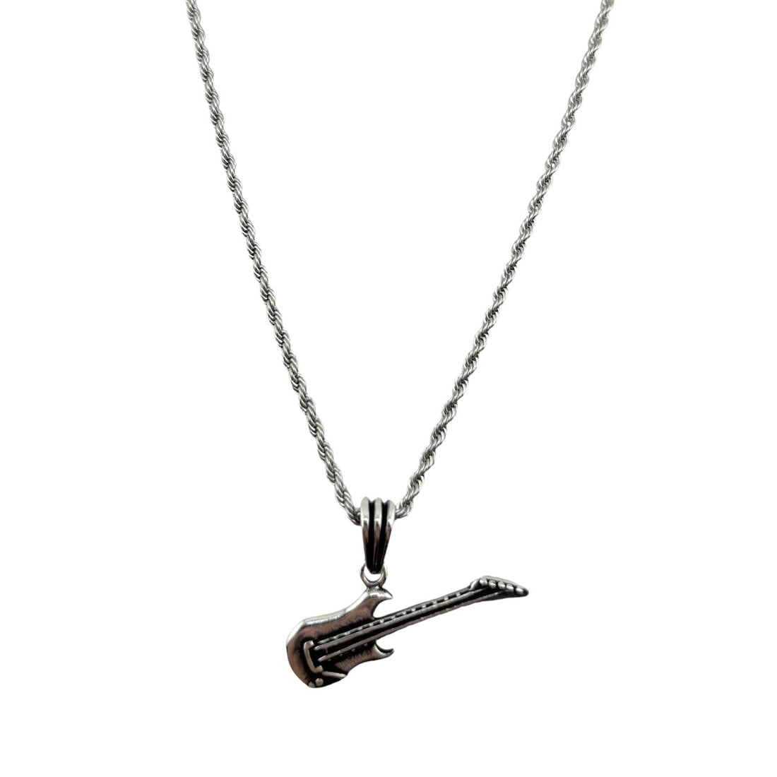 Sterling Silver Guitar Mens Pendant