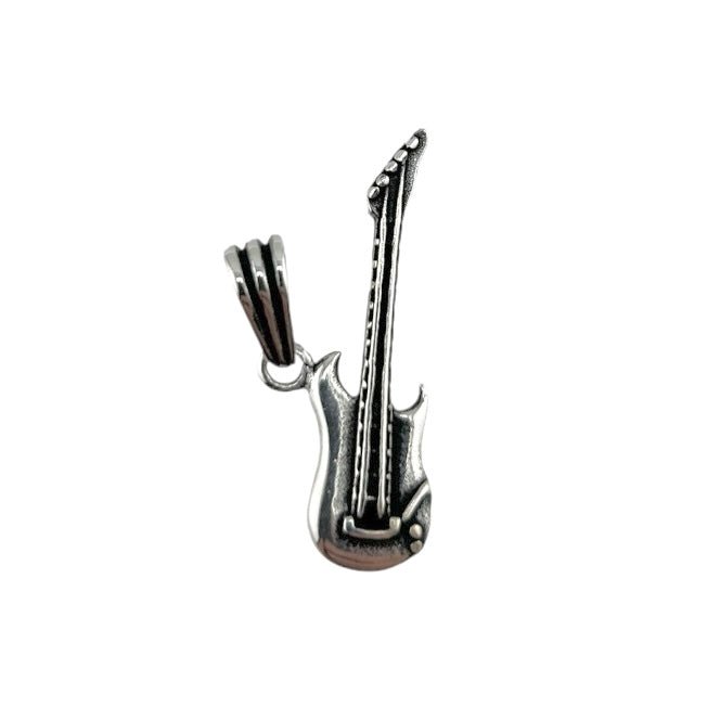 Sterling Silver Guitar Mens Pendant
