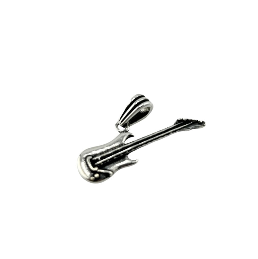 Sterling Silver Guitar Mens Pendant