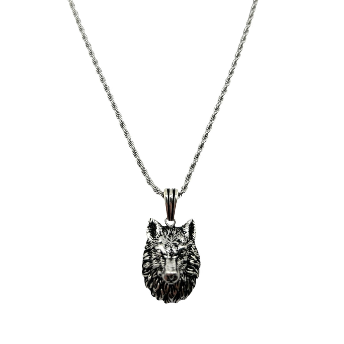 Sterling Silver Wolf Mens Pendant