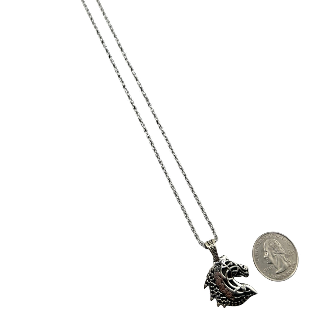 Sterling Silver CZ Horse Mens Pendant