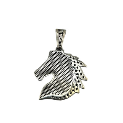 Sterling Silver CZ Horse Mens Pendant