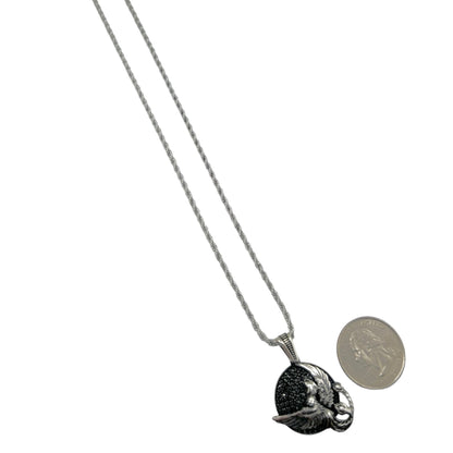Sterling Silver CZ Dragon Mens Pendant