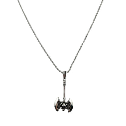 Sterling Silver Skull Ax Mens Pendant