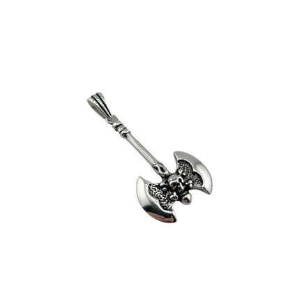 Sterling Silver Skull Ax Mens Pendant