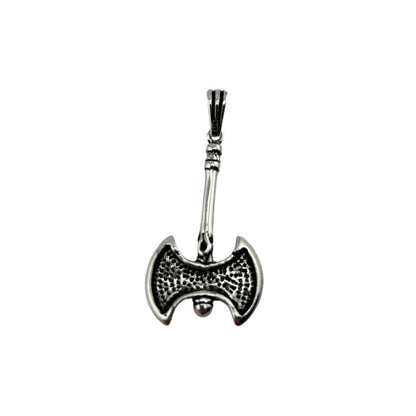 Sterling Silver Skull Ax Mens Pendant